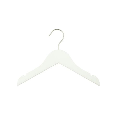 Infant 10" Notched Wooden Hanger in White Color