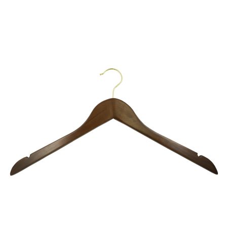 Adult 17" Notched Hanger without Bar in Walnut Color with Gold Hardware