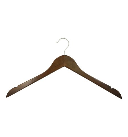 Adult 17" Notched Hanger without Bar in Walnut Color with Chrome Hardware